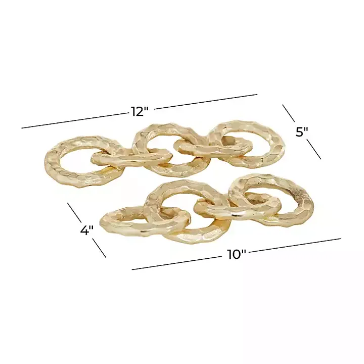 Gold Aluminum Chain Link Sculptures, Set of 2