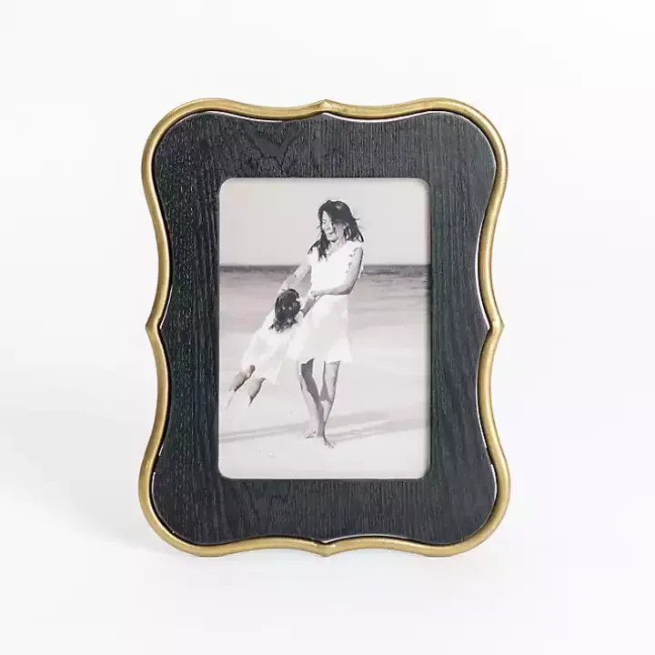 Gold and Black Quatrefoil Picture Frame, 5x7
