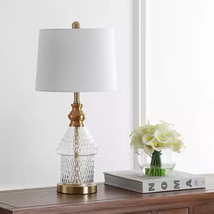 Gold and Clear Bubble Glass Table Lamp
