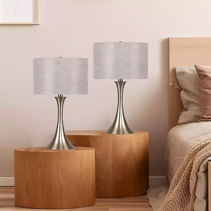 Gold and Gray Tapered Table Lamps, Set of 2