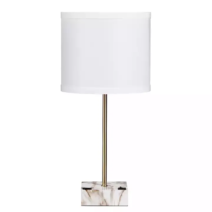 Gold and Marble USB Charging Table Lamp