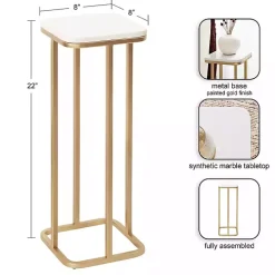 Gold and White Credele Accent Table