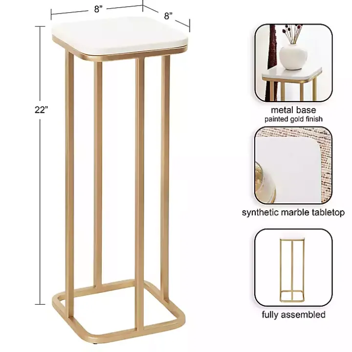 Gold and White Credele Accent Table