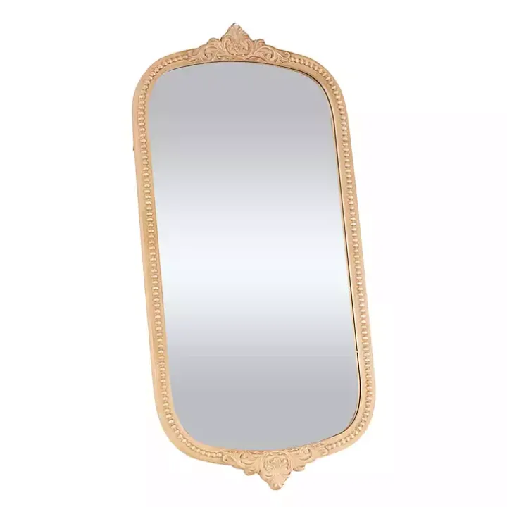 Gold Beaded Scroll Frame Wall Mirror