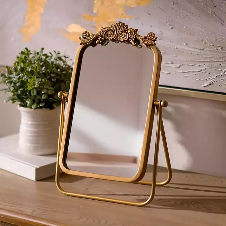 Gold Bordeaux Scroll Tabletop Mirror
