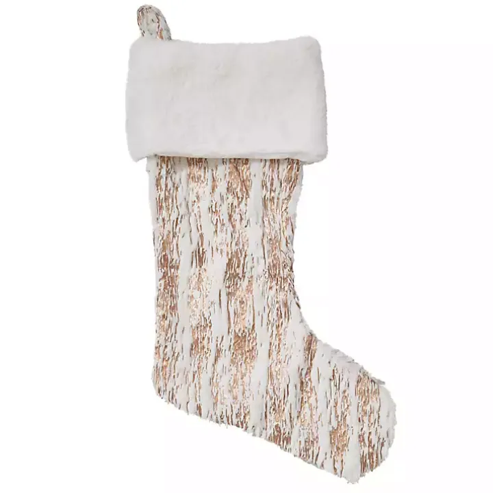 Gold Brushed Faux Fur Stocking