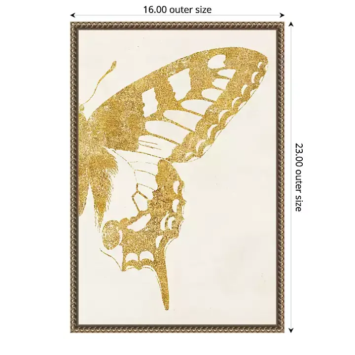Gold Butterfly Wings Framed Canvas Art Print