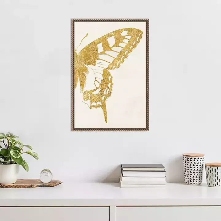 Gold Butterfly Wings Framed Canvas Art Print
