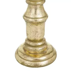 Gold Carved Mango Wood Candle Holders, Set of 3