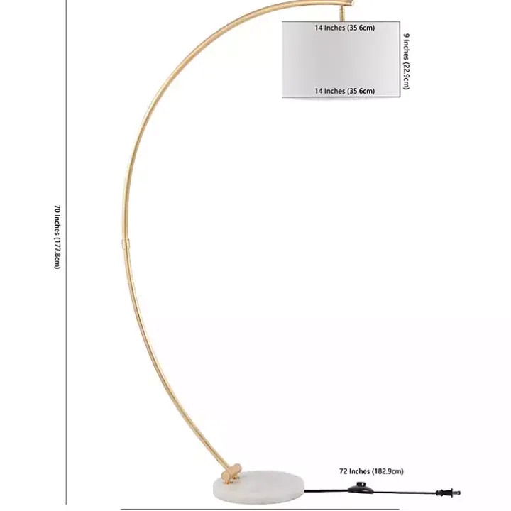Gold Curved Floor Lamp with Marble Base