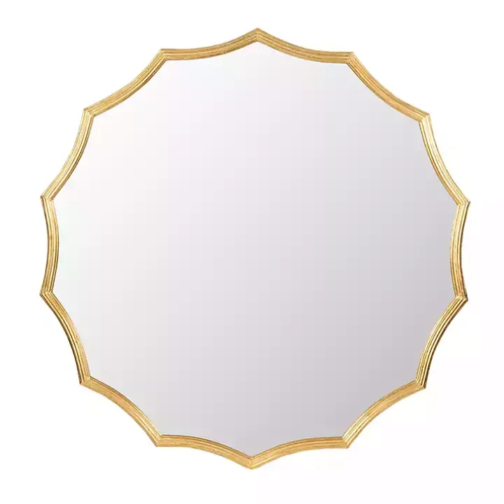 Gold Curved Sunburst Wall Mirror
