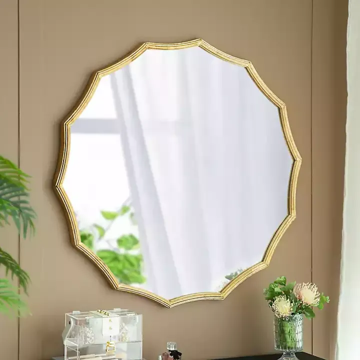 Gold Curved Sunburst Wall Mirror