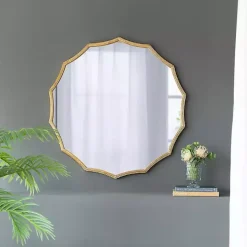 Gold Curved Sunburst Wall Mirror