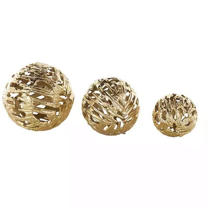 Gold Cut-Out Metal Orbs, Set of 3