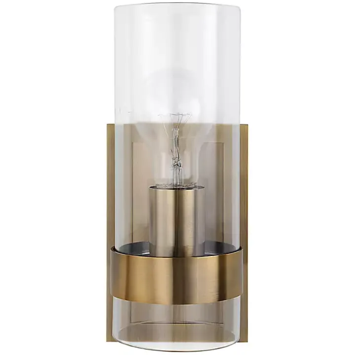 Gold Cylinder Glass Shade Wall Sconce