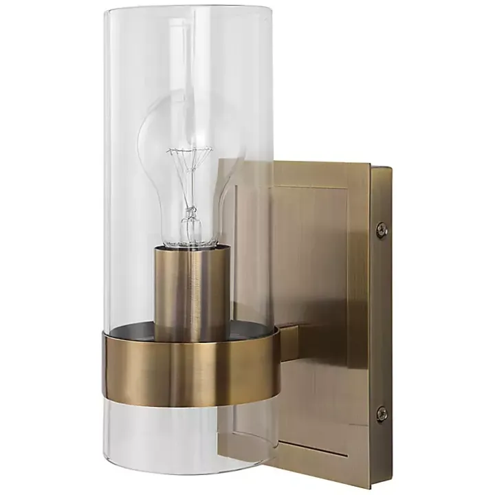 Gold Cylinder Glass Shade Wall Sconce