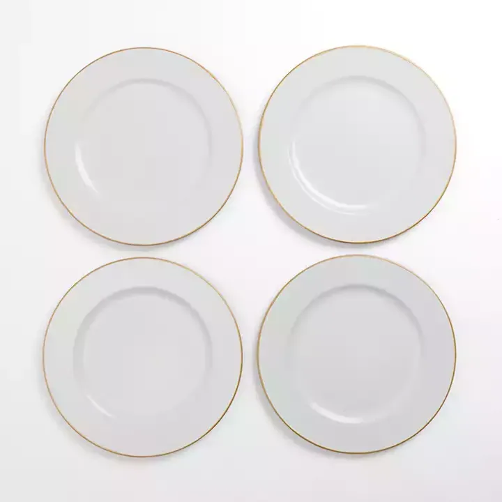 Gold Edge White Chargers, Set of 4