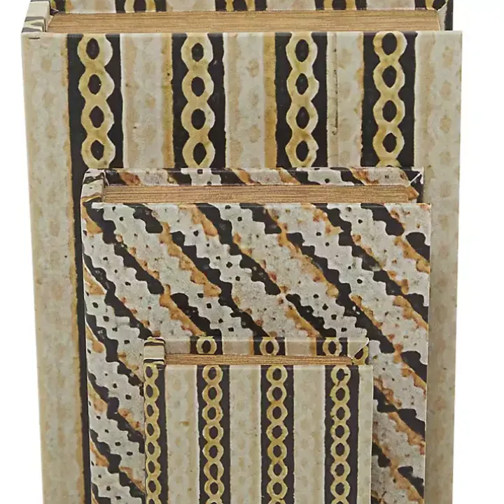 Gold Faux Leather Chain Link Book Boxes, Set of 3