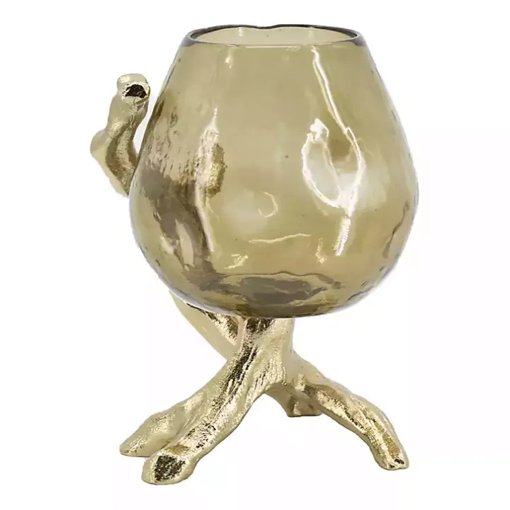 Gold Glass and Metal Driftwood Candle Holder