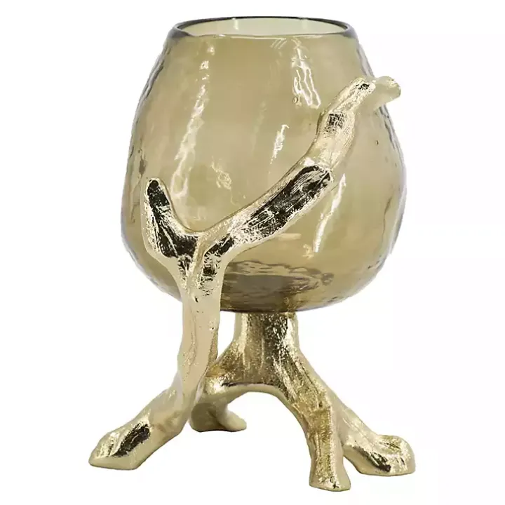 Gold Glass and Metal Driftwood Candle Holder