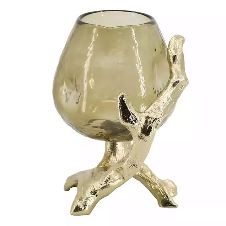 Gold Glass and Metal Driftwood Candle Holder
