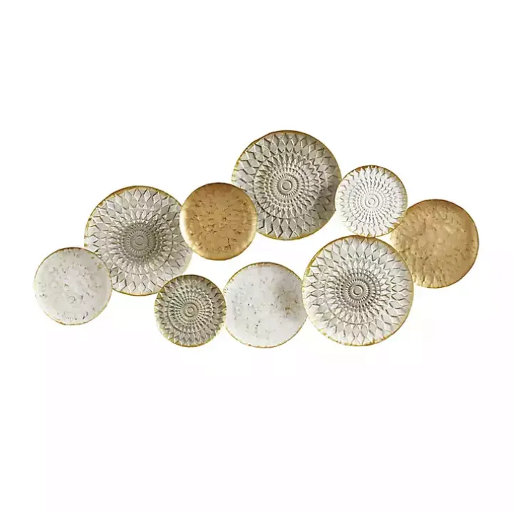 Gold Gray White Metal Connected Circle Wall Plaque