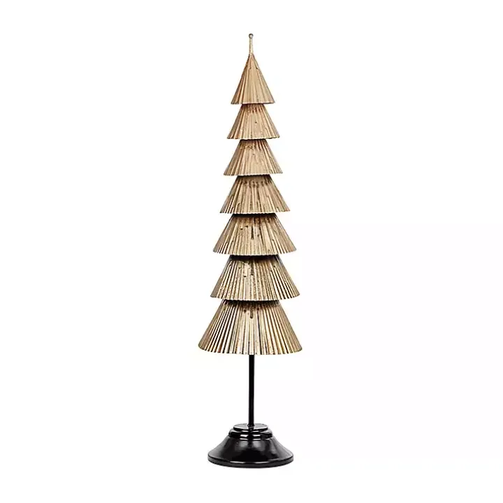Gold Iron Christmas Tree on Black Base, 47 in.