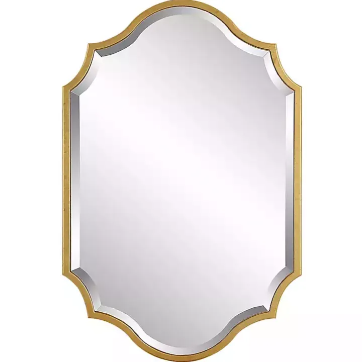 Gold Leaf Curved Metal Wall Mirror
