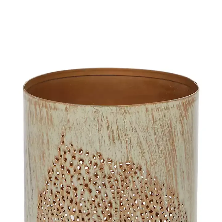 Gold Leaf Metal Candle Holders, Set of 3