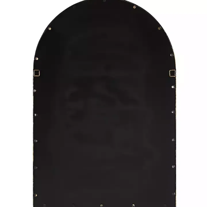 Gold Leaf Metal Windowpane Arch Frame Mirror