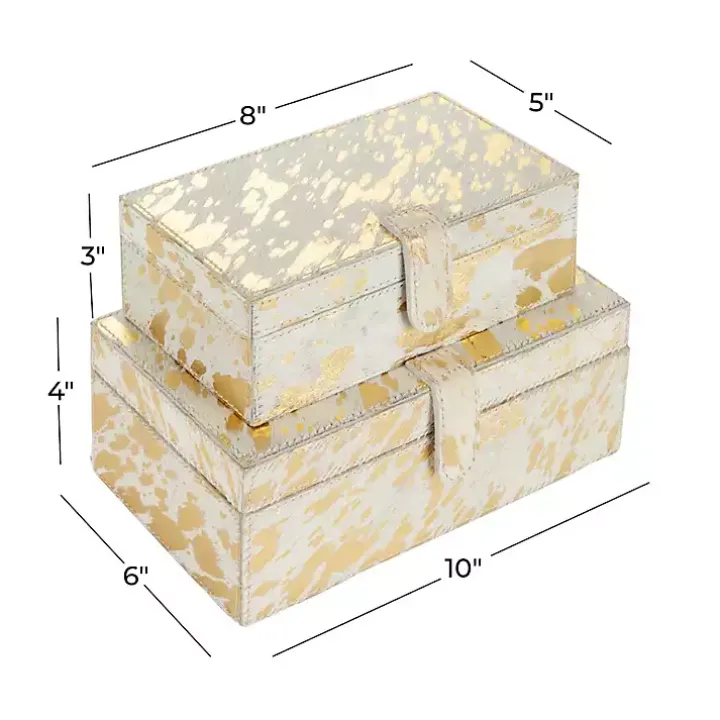 Gold Leather Hide Rustic 2-pc. Box Set