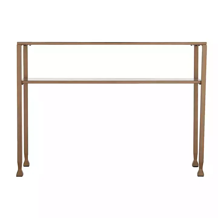 Gold Metal and Tempered Glass Console Table