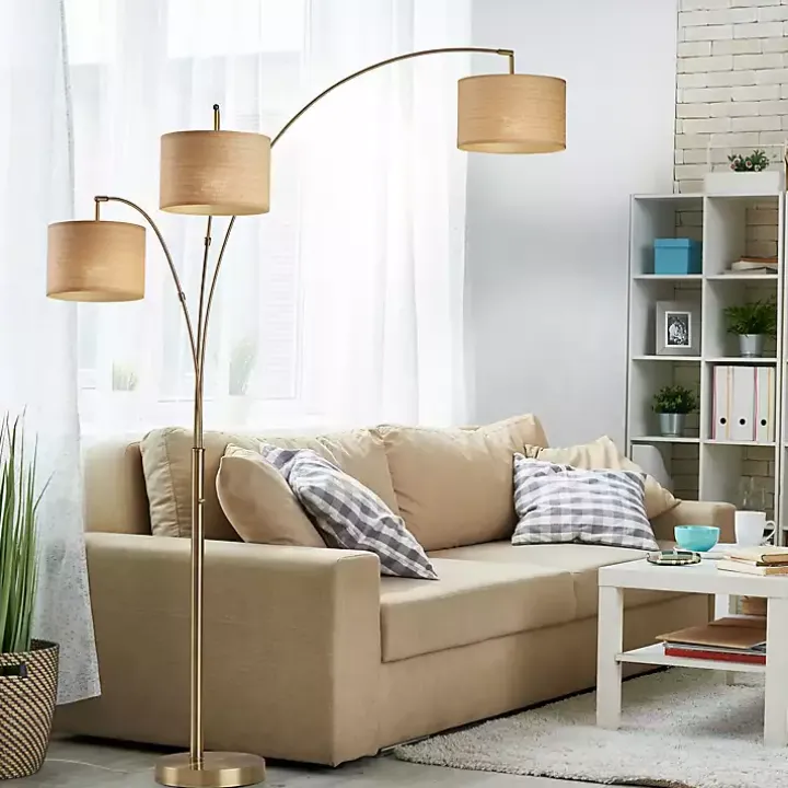 Gold Metal 3-Arm Arched Floor Lamp