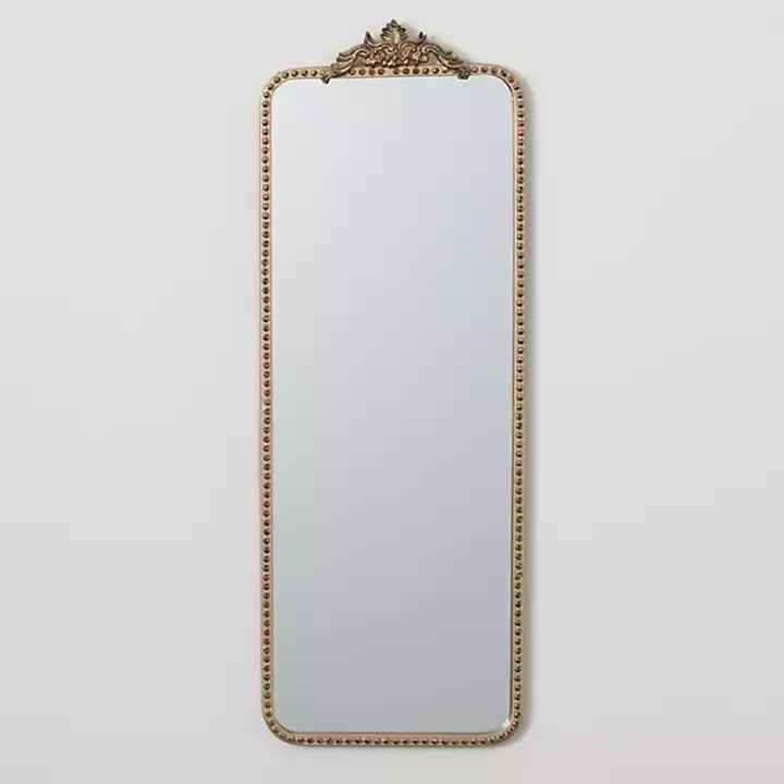 Gold Metal Beaded Frame Vintage Wall Mirror