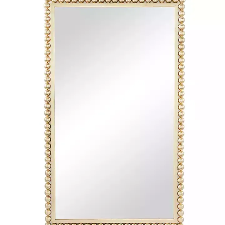 Gold Metal Beaded Frame Wall Mirror