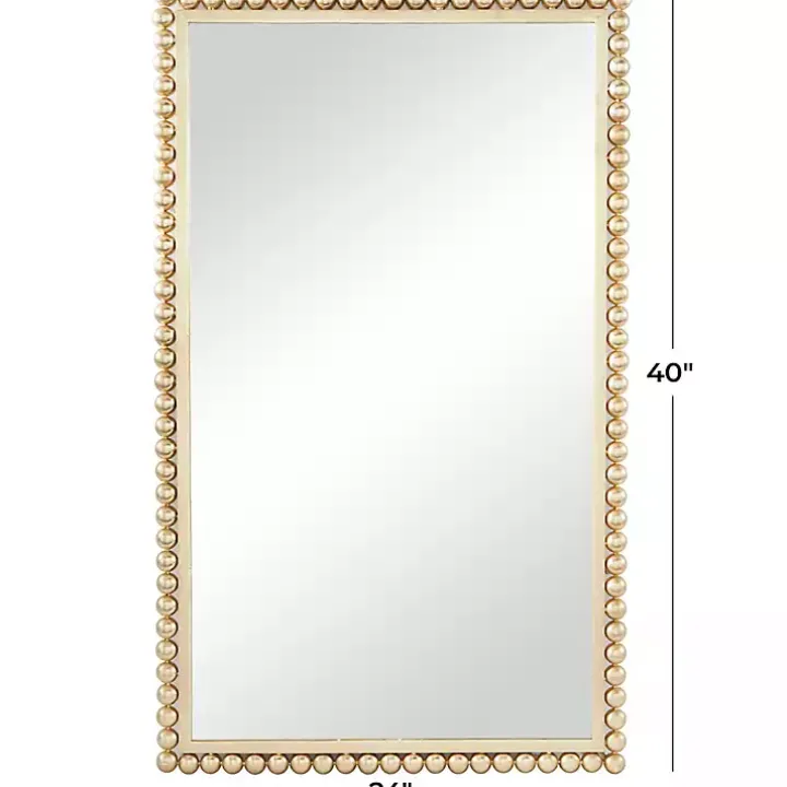 Gold Metal Beaded Frame Wall Mirror