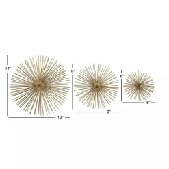 Gold Metal Disc Starburst Wall Plaques, Set of 3