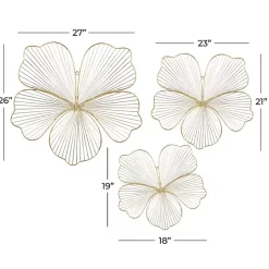 Gold Metal Frame Floral Wall Plaques, Set of 3