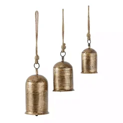 Gold Metal Hanging Bells, Set of 3