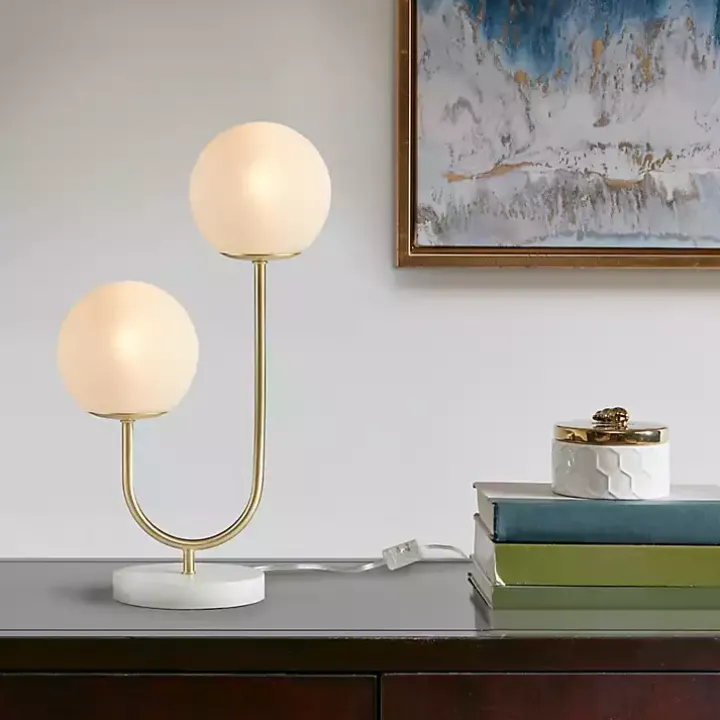 Gold Metal 2-Light Zusa Modern Table Lamp