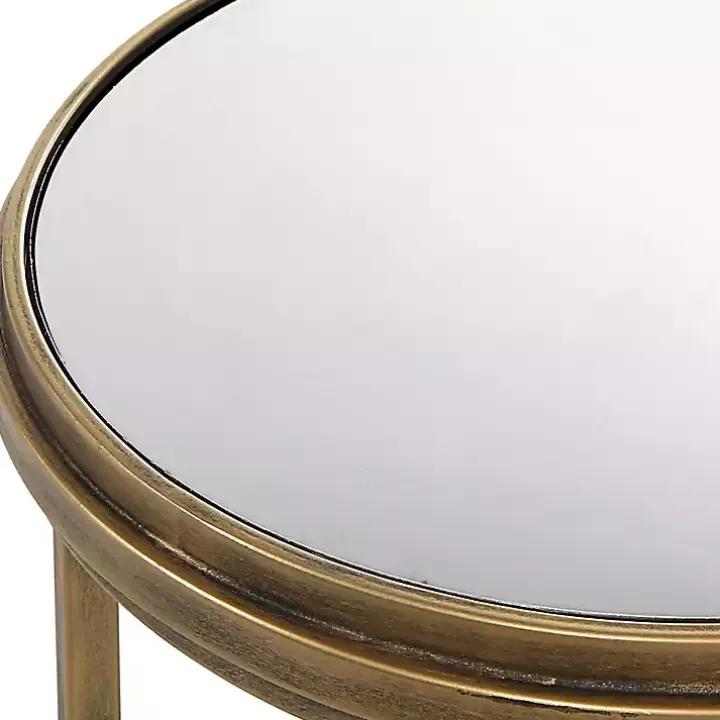 Gold Metal Mirror Top 2-pc. Nesting Side Table Set