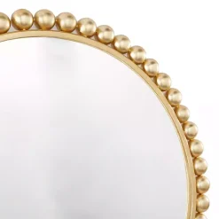 Gold Metal Round Beaded Frame Wall Mirror