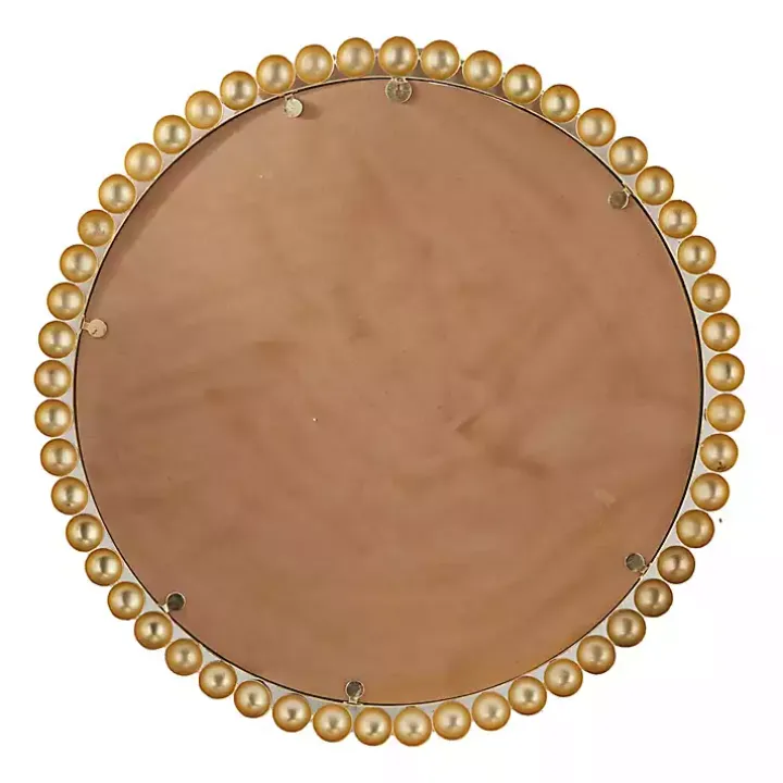 Gold Metal Round Beaded Frame Wall Mirror