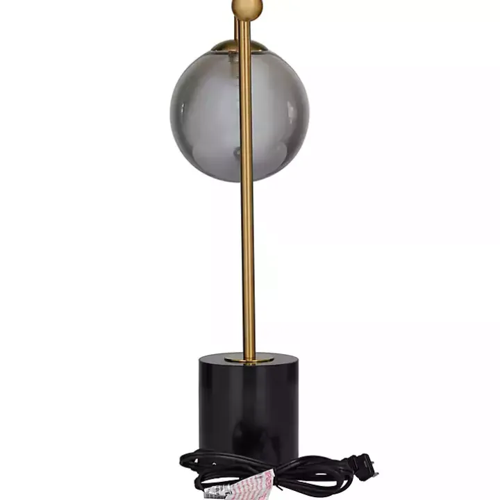 Gold Metal Smoked Glass Shade Table Lamp