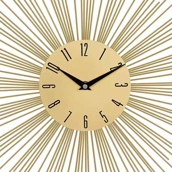 Gold Metal Sunburst Wall Clock