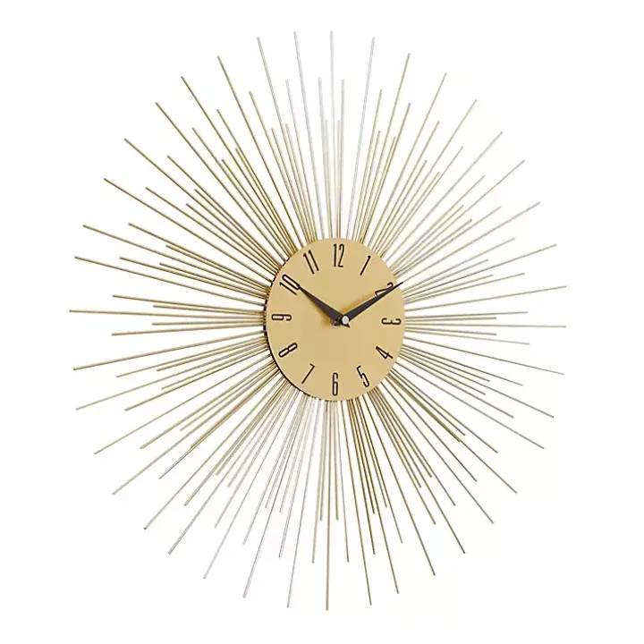 Gold Metal Sunburst Wall Clock