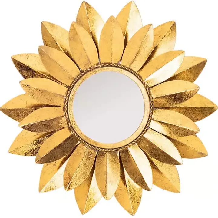 Gold Metal Sunflower Wall Mirror