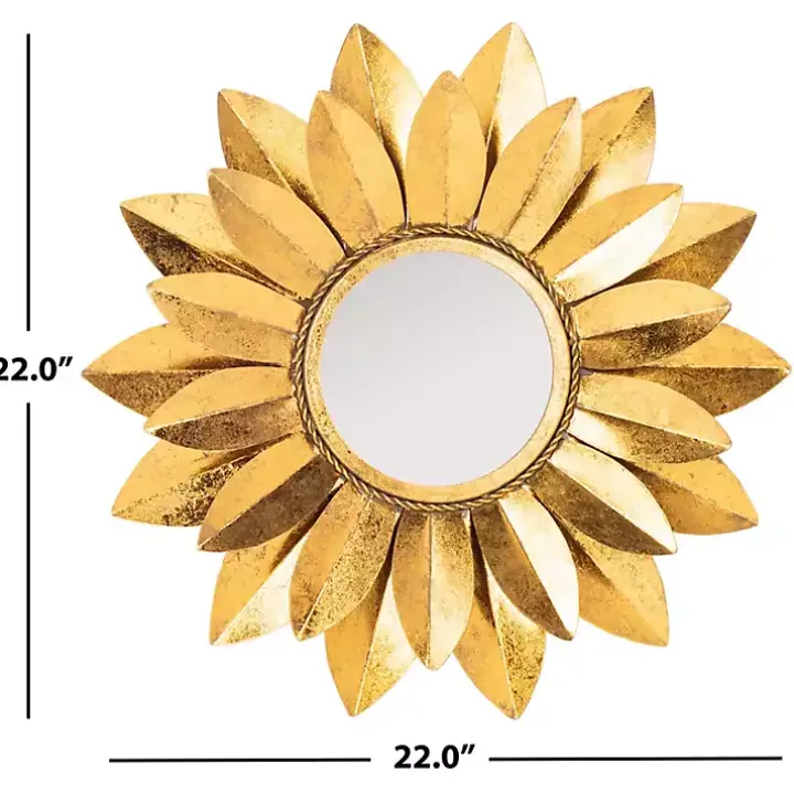 Gold Metal Sunflower Wall Mirror
