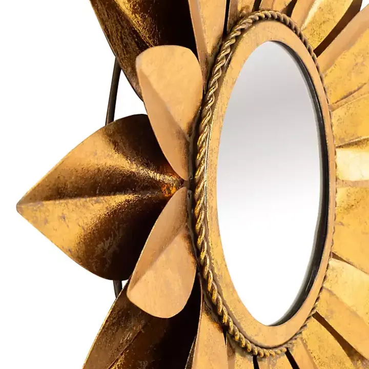 Gold Metal Sunflower Wall Mirror