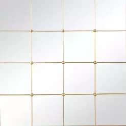 Gold Metal Windowpane Wall Mirror